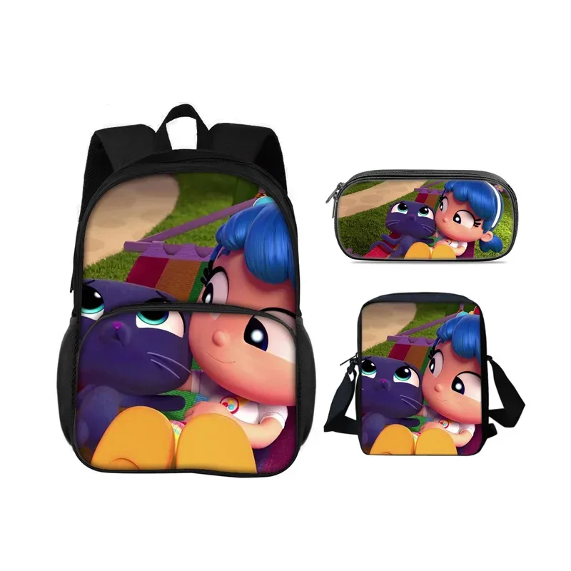 sac à dos true and the rainbow kingdom avec patch rond, trousse à crayons, sac à bandoulière, ensemble de 3 pièces, imprimé dessin animé, sac à dos pour élèves de maternelle