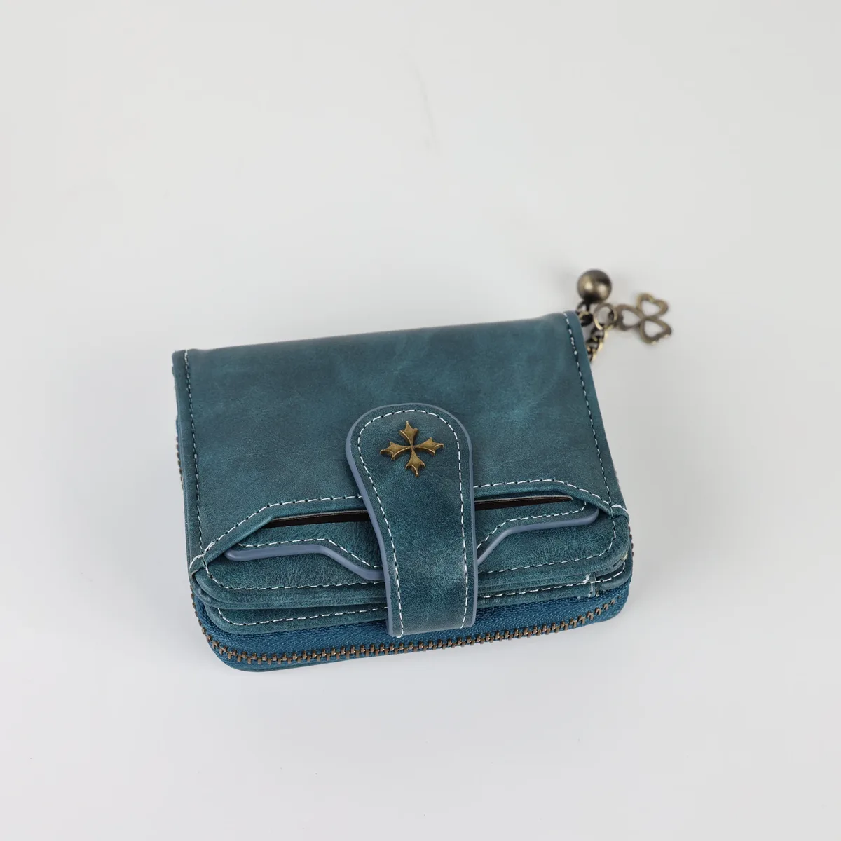 portefeuille court à boucle pour femme, mode européenne et américaine, fermeture éclair, pièce de monnaie, hectare
