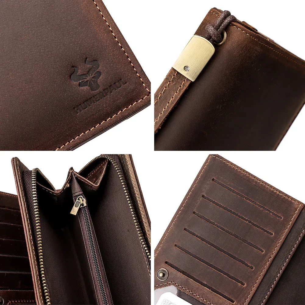 humerpaul-portefeuille en cuir group pour homme, pochette longue avec poche pour téléphone, porte-cartes de décennie age rfid, sacs de rangement de grande capacité