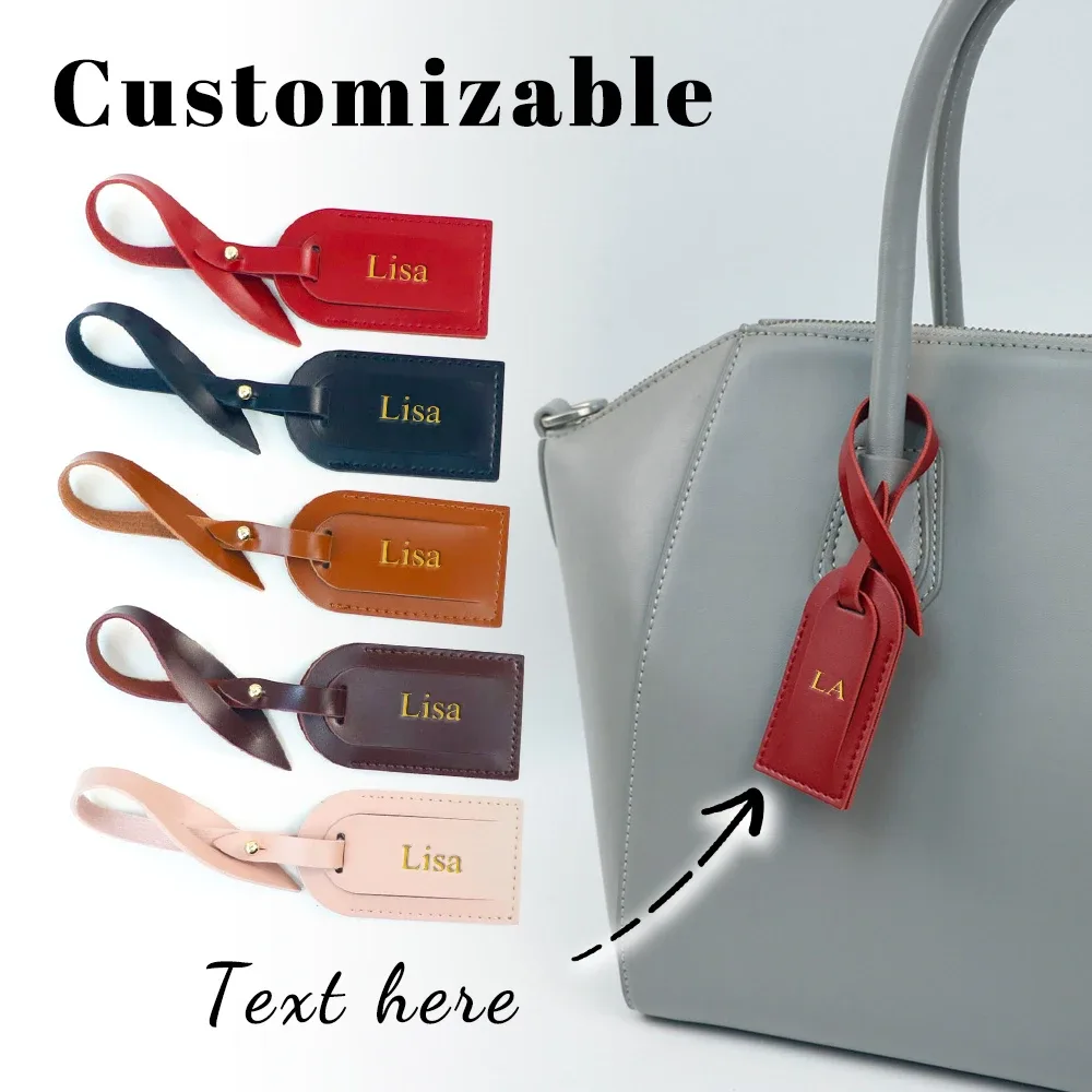 étiquettes de bagages, cartes d'embarquement et plaques d'identification personnalisées en cuir pu haut de gamme et simples pour valises