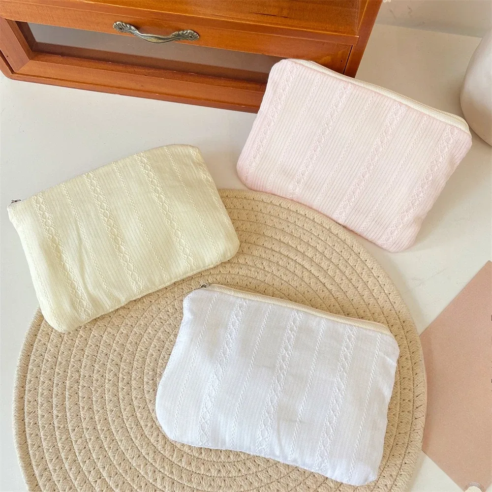 nouvelle rayure mini maquillage rouge à lèvres pochette de rangement porte-monnaie mignon femmes cosmétique organisateur sac serviettes hygiéniques sac de rangement
