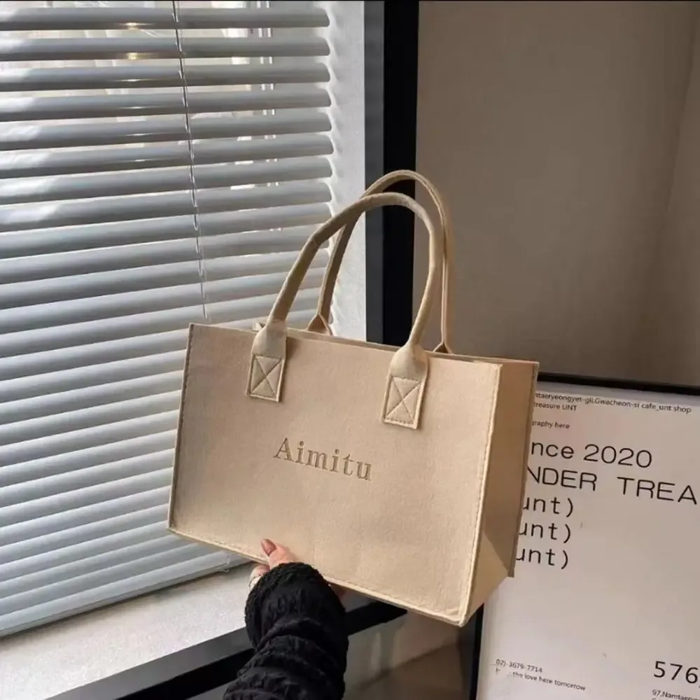 sac à bandoulière en feutre de grande capacité pour femmes, sacoche de voyage de couleur unie, sac à main simple s/m/l, nouvelle collection, 1 pièce