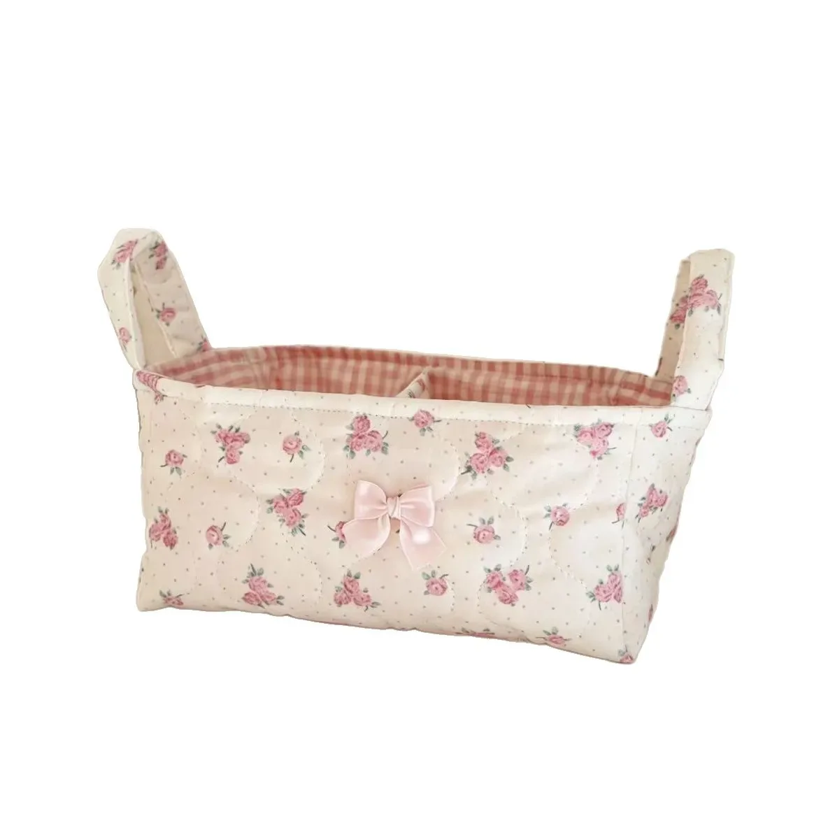 nouveau panier de rangement superposé en coton tressé, style ins, pour décoration de bureau et organisateur de cosmétiques, motif 'cœur de fille'