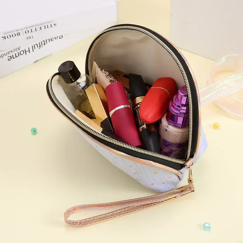 sac de rangement pour cosmétiques de voyage pour femmes et filles, trousse de toilette mignonne, sacs à main de maquillage, portefeuille pour rouge à lèvres et brosse, 2023
