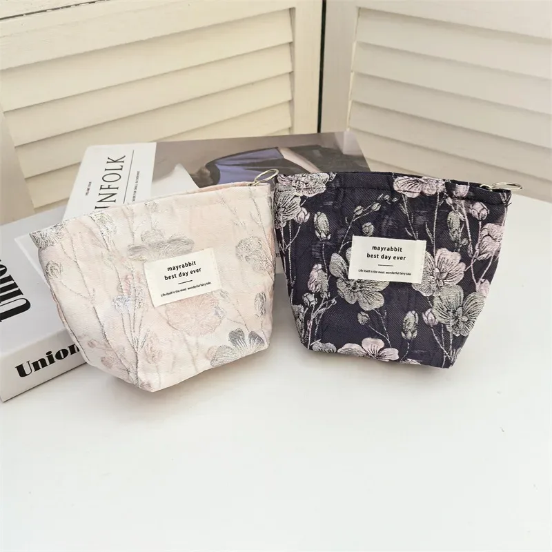nouvelle trousse de maquillage rétro en velours côtelé pour femme, organisateur de soins de la peau et cosmétiques, pochette de voyage, trousse de toilette