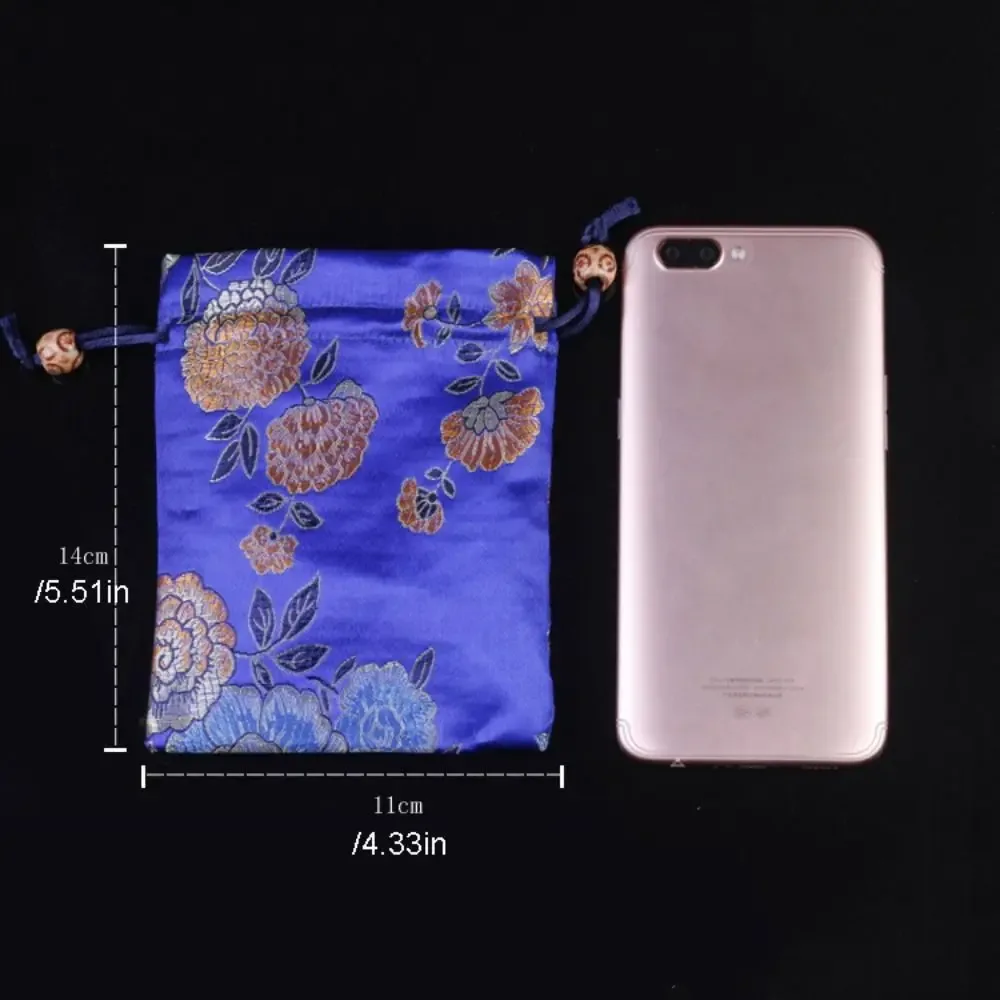 sac à cordon brodé floral, porte-monnaie, sac à bonbons, sac d'emballage pour bijoux, sac à sucre festif de grande capacité de style chinois