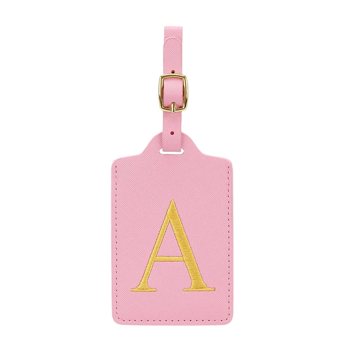 étiquettes de bagages miyin 26 lettres en cuir pu pour valises, protection de la vie privée, accessoires de voyage essentiels, rose