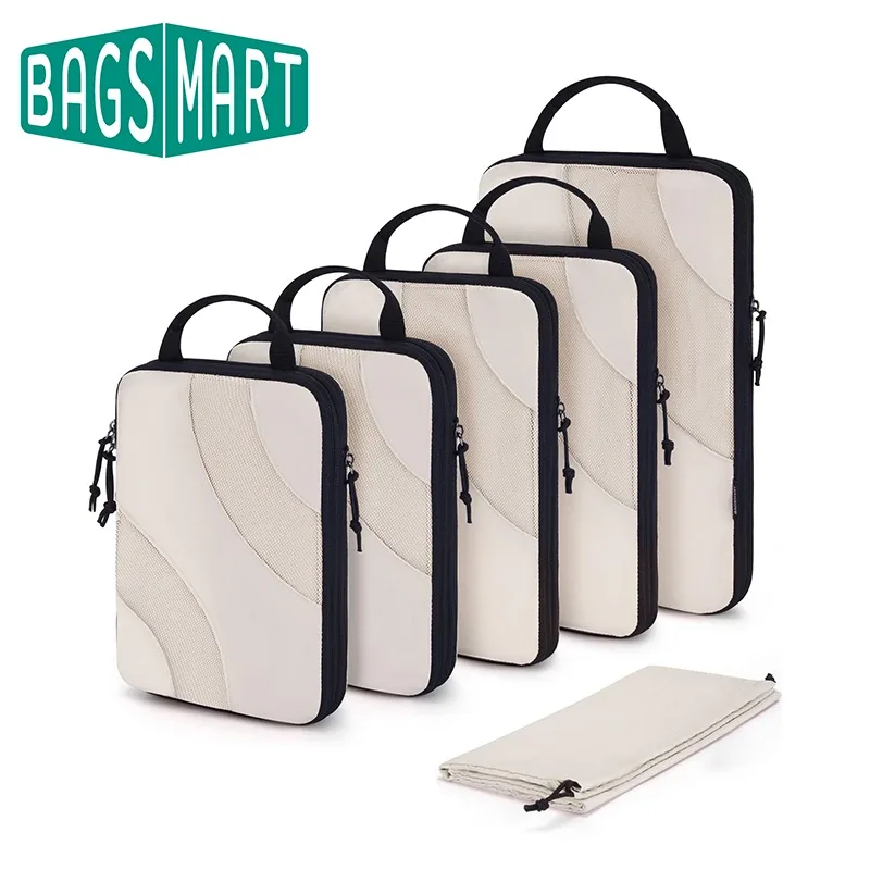 BAGSMART-Cubes d'emballage de compression pour bagages, organisateurs de valise légers, ensemble de sacs de voyage, 6 ensembles