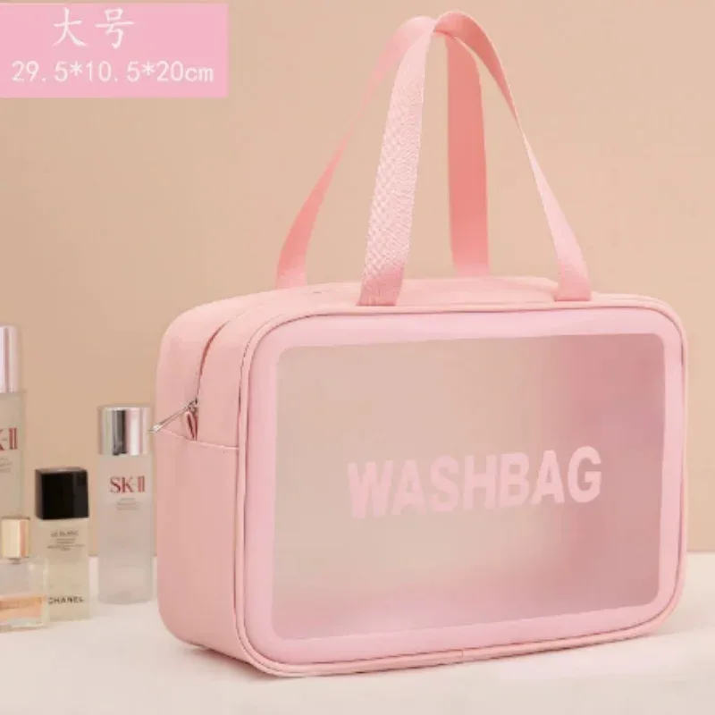 sacs à main de rangement de maquillage anti-poussière de grande capacité, sacs de voyage transparents en pvc à la mode, sac cosmétique portable étanche