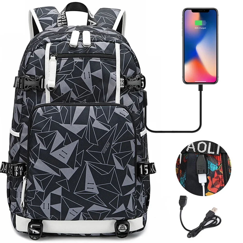 sac à dos d'école étanche pour adolescents, sac de voyage pour ordinateur portable, sac à dos de chargement usb, grand, multifonction, mode, hommes et femmes