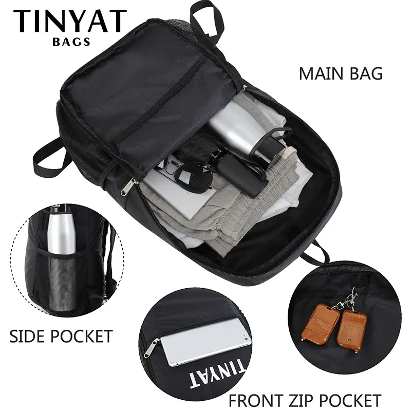tinyat-sac à dos de sport léger 21l pour hommes, sac de sport pliable de grande capacité, sac à dos masculin polyvalent pour les voyages et l'extérieur