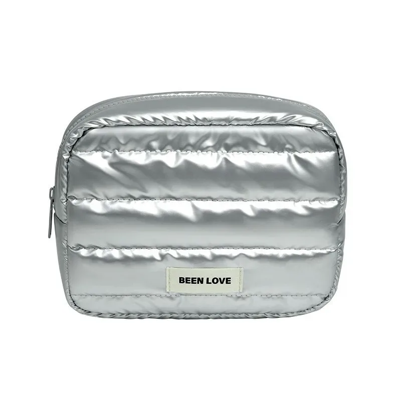 trousse de maquillage puffer grande capacité pour femmes, organiseur de maquillage esthétique, pochette portable à fermeture éclair, sac de rangement de voyage