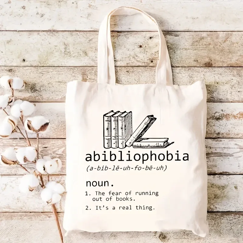 1 sac fourre-tout en toile imprimée avec motifs de livres et de papiers usagés, sac de shopping réutilisable, sac à main multifonctionnel imprimé double face