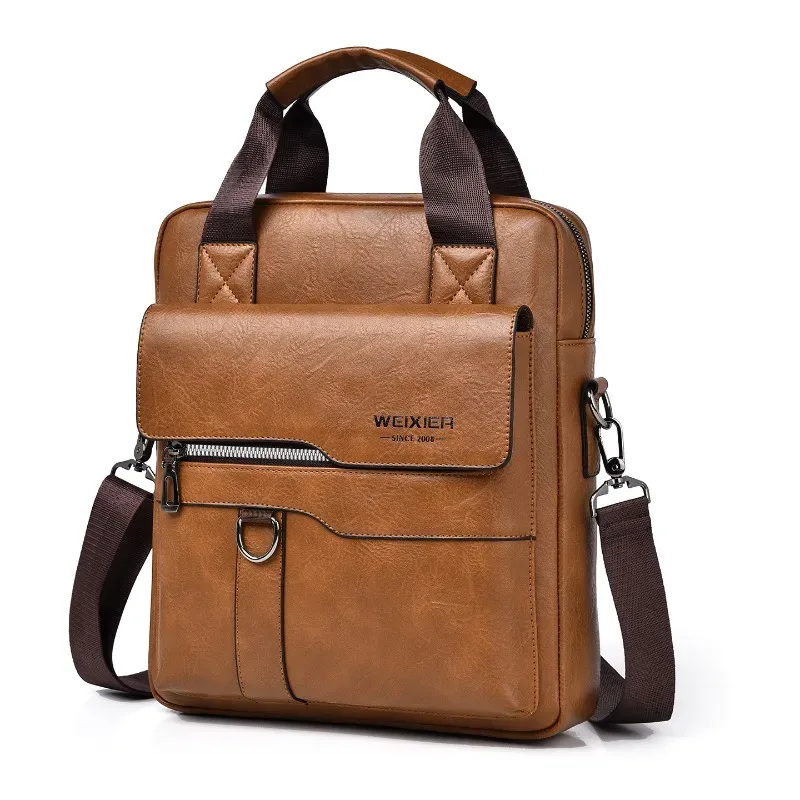 sac à bandoulière imperméable pour homme, en cuir pu, sacoche d'affaires pour ordinateur portable, grande capacité, sac pour ordinateur