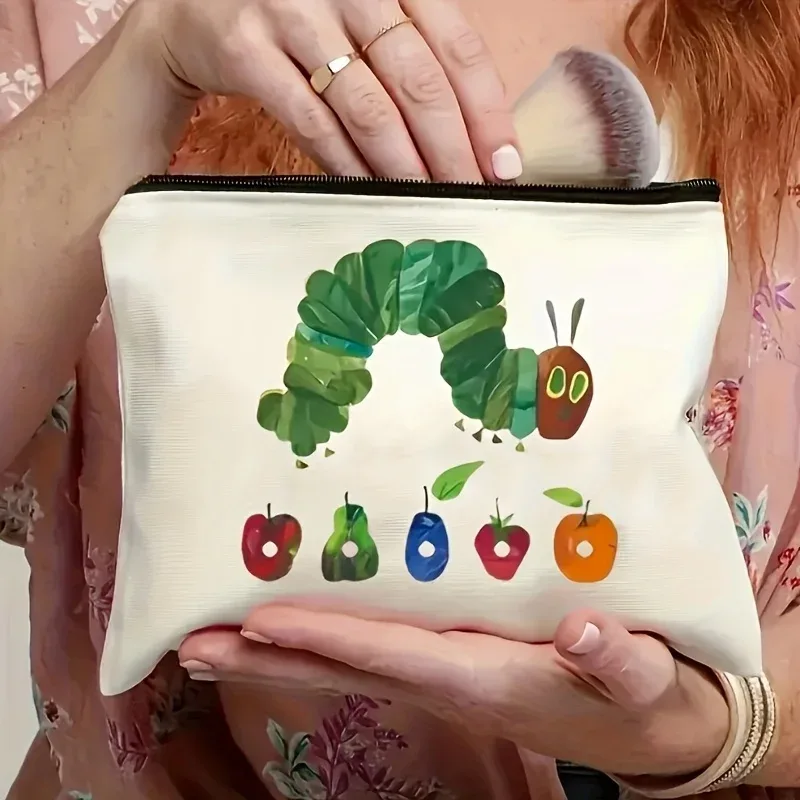 sac de maquillage mignon pour caterpillar & fruit, pochette de voyage durable pour cosmétiques, crayons, collations, sac de rangement de cosmétiques portable