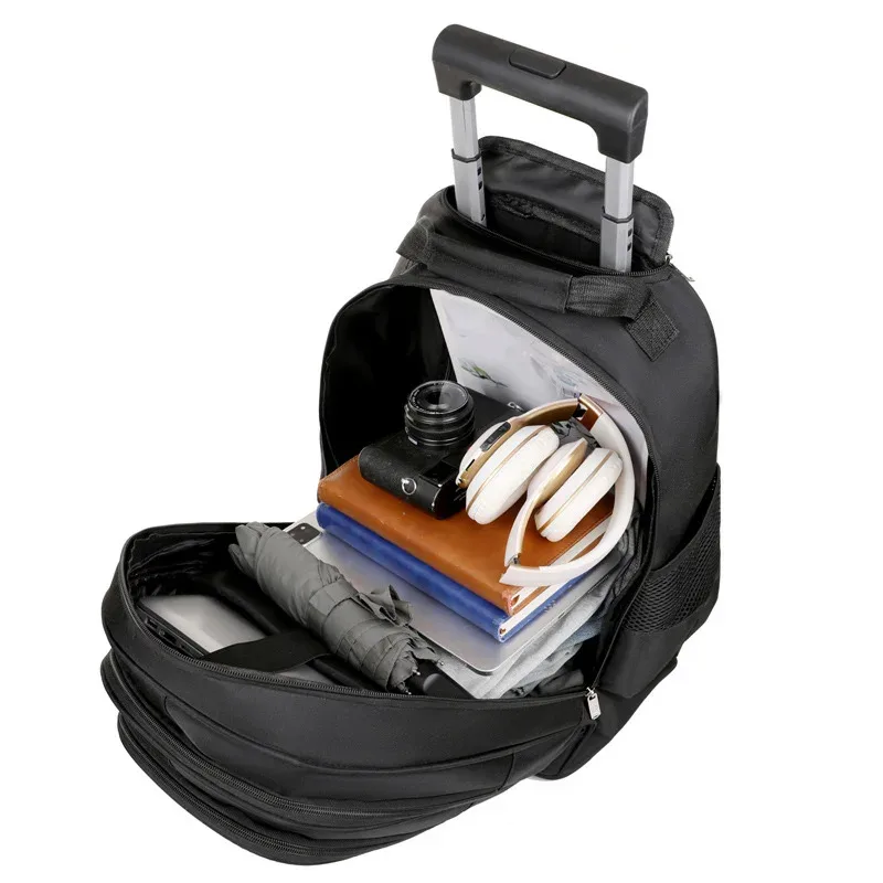 sac à dos de voyage d'affaires multifonctionnel avec roues pivotantes, sac à dos pour ordinateur portable durable et étanche de grande capacité pour court voyage