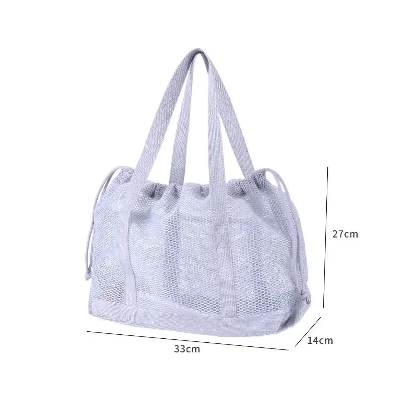 sac fourre-tout en maille avec cordon de serrage, respirant, à séchage rapide, grande capacité, sac à main portable pour la salle de sport, la natation, la plage, les sports, les escapades de week-end