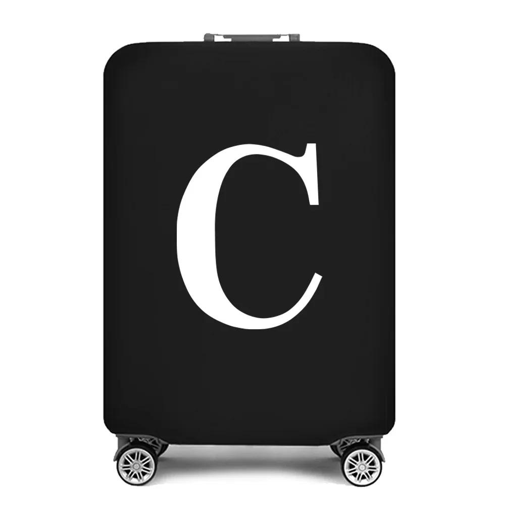 housse de protection pour bagages, housse de protection pour valise de 18 à 28 pouces, accessoires de voyage, 26 lettres blanches imprimées, housse anti-poussière élastique