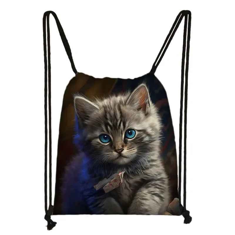 sac à dos imprimé chaton mignon pour femmes, sacs à cordon de serrage chat siamois, sac à bandoulière décontracté pour adolescents, sacs à livres de voyage, porte-chaussures