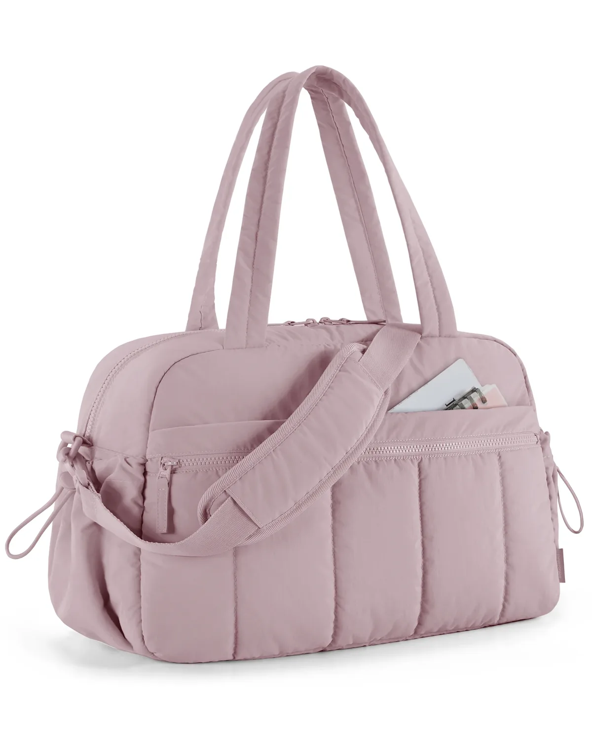 sac voyage polyester plissé beige rose pâle noir gris taupe bandoulière amovible poignée supérieure week end sport