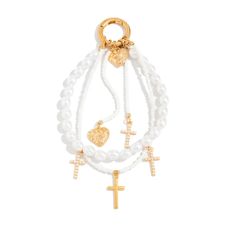 porte-clés tendance en forme de croix pour femmes, pendentif étoile, chaîne de sac, breloque pour sac à dos, porte-clés, accessoires y2k
