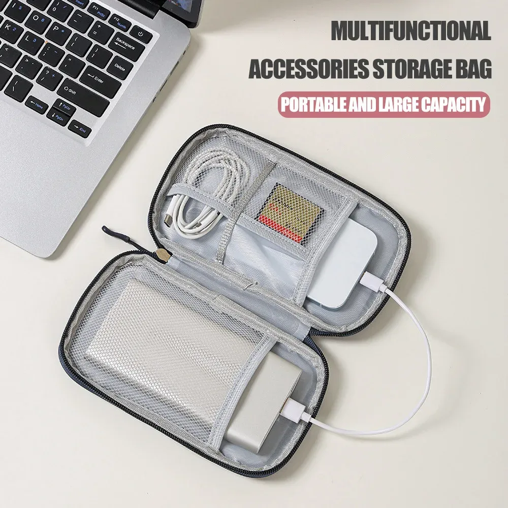 Sac de rangement portable pour produits numériques, organiseur de câbles USB, organiseur de chargeurs et d'écouteurs (1 pièce)