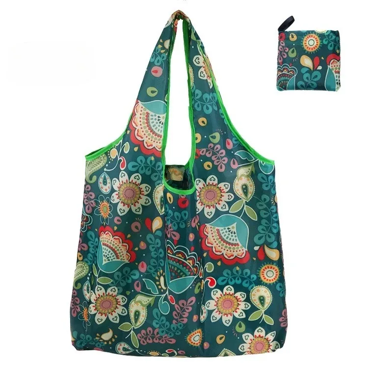 sacs écologiques pliables de poche de mode, sac d'épicerie réutilisable de grande capacité, fourre-tout pour dames, sac de voyage lavable de 50lb
