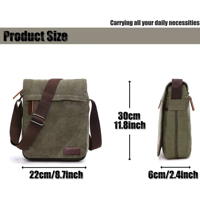 sac à bandoulière décontracté pour homme, sac messager vintage en toile unie, sacoche tendance pour téléphone portable, sacoche bandoulière pour homme