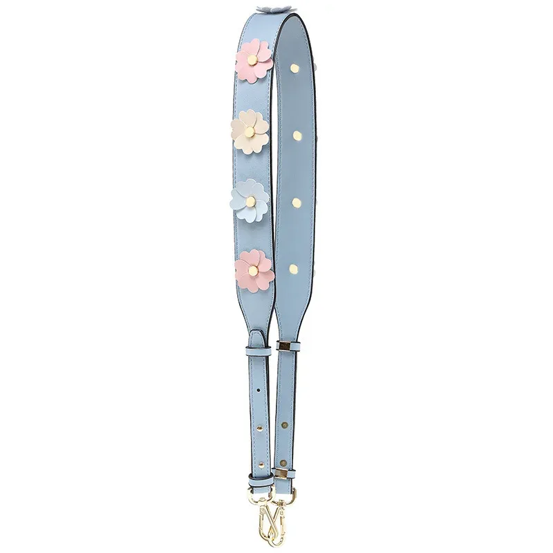 large sangle de sac à bandoulière en cuir pu pour femmes, longue sangle de remplacement pour sac à main, rivet coloré, poignée de sac à bandoulière florale