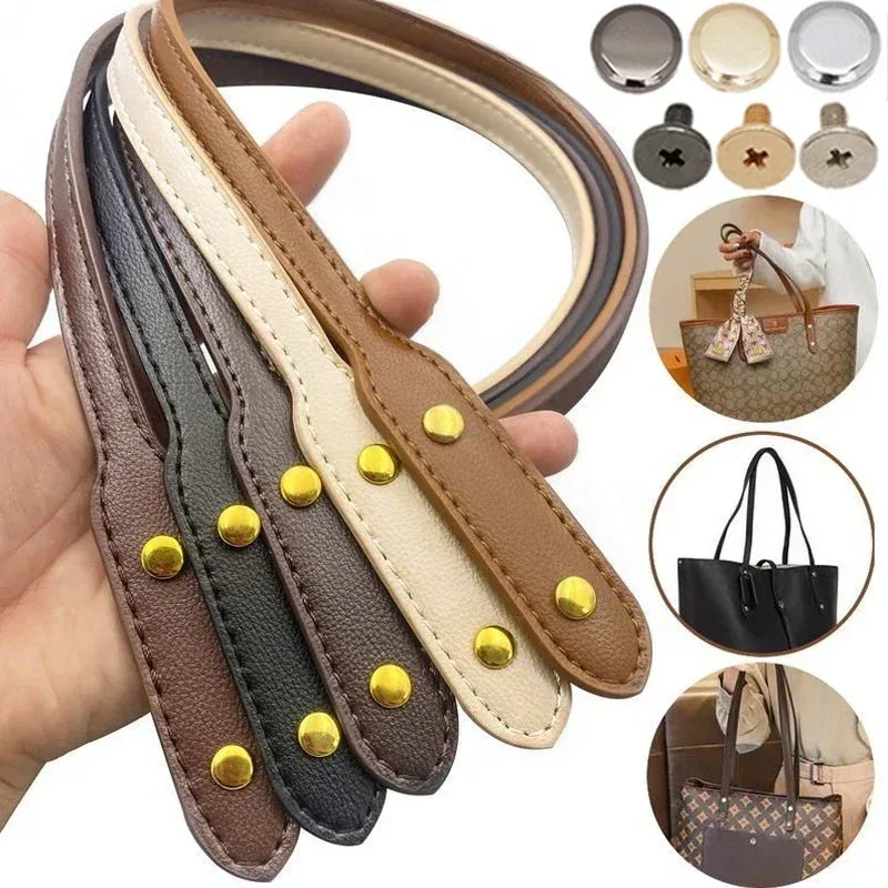 longueur 73cm sangles de sac avec rivets sangle de poignée en cuir pu sangle de sac à bandoulière détachable remplacement accessoires de sac de bricolage
