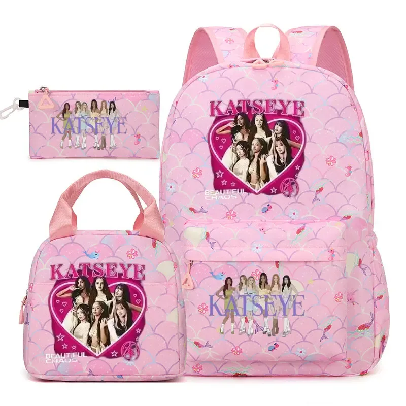 sac dos polyester motifs groupe filles poignée supérieure glissière capacité 20 35 litres unisexe couleurs rose clair violet bleu clair