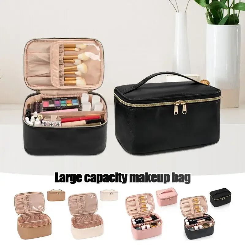 sac de rangement de toilette étanche en pu de grande capacité, sac de cosmétiques portable de voyage à la mode pour femmes et hommes