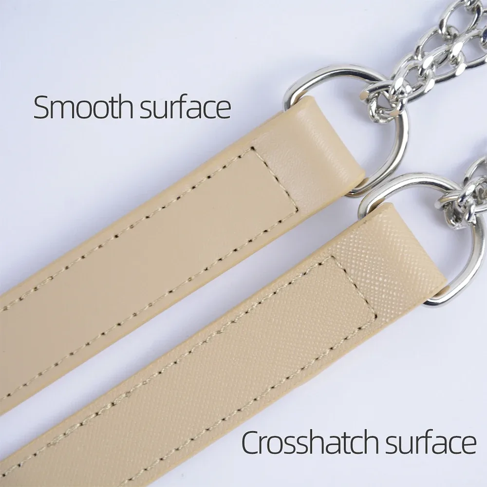 1 paire d'accessoires obag longues poignées en cuir sangles argent longue double chaîne sous les bras pour o sac fourre-tout femmes sacs à main à bandoulière