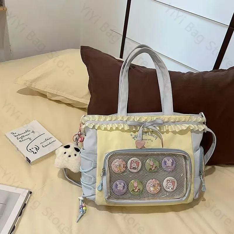 sac à dos ita bag kawaii, sac à bandoulière, ensemble de deux pièces, sac à dos scolaire pour badges et épingles d'anime, sacs à dos transparents pour étudiants