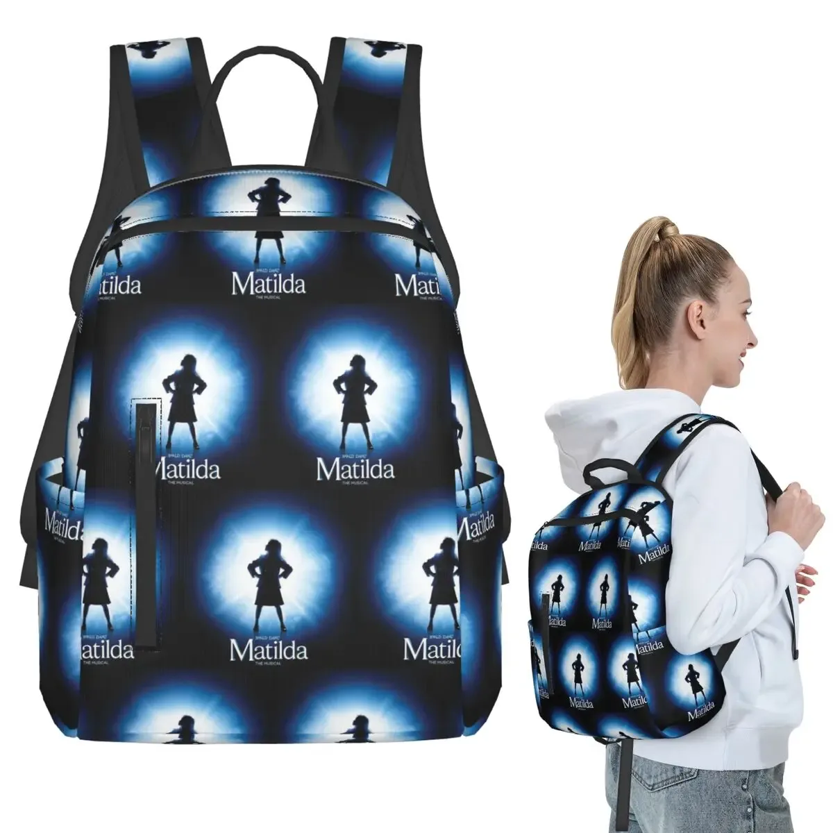 roald dahl matilda the musical sac à dos pour étudiants, sac d'école pour enfants, sacs à bandoulière pour ordinateur portable, garçons et filles