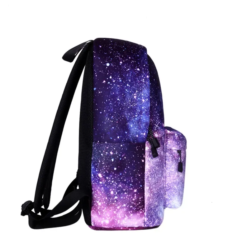 sac à dos violet ciel étoilé, sac à bandoulière double, sac en toile pour étudiants, collégiens, lycéens, sport, voyage, trajets quotidiens, trousse à crayons