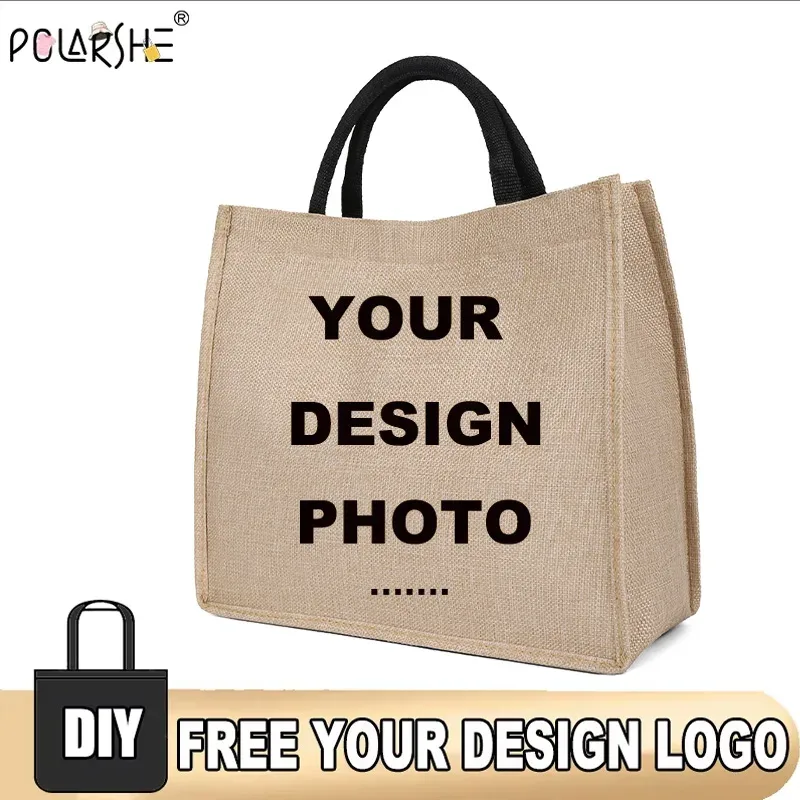 polarshe sac fourre-tout en toile personnalisé sac à main texturé en lin sac cadeau personnalisé pour femmes, mariage, plage, travail, voyages, usage quotidien
