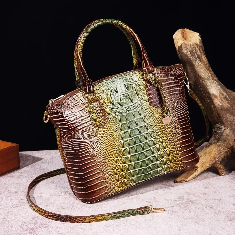 sac à bandoulière en cuir gaufré croco grande capacité, sac à main de luxe ombré pour femme, sac de voyage, cadeau
