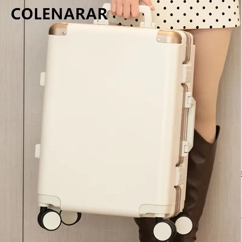 valise bagage roulante pc grise dorée toupies sécurité voyage grande capacité transport vêtements accessoires