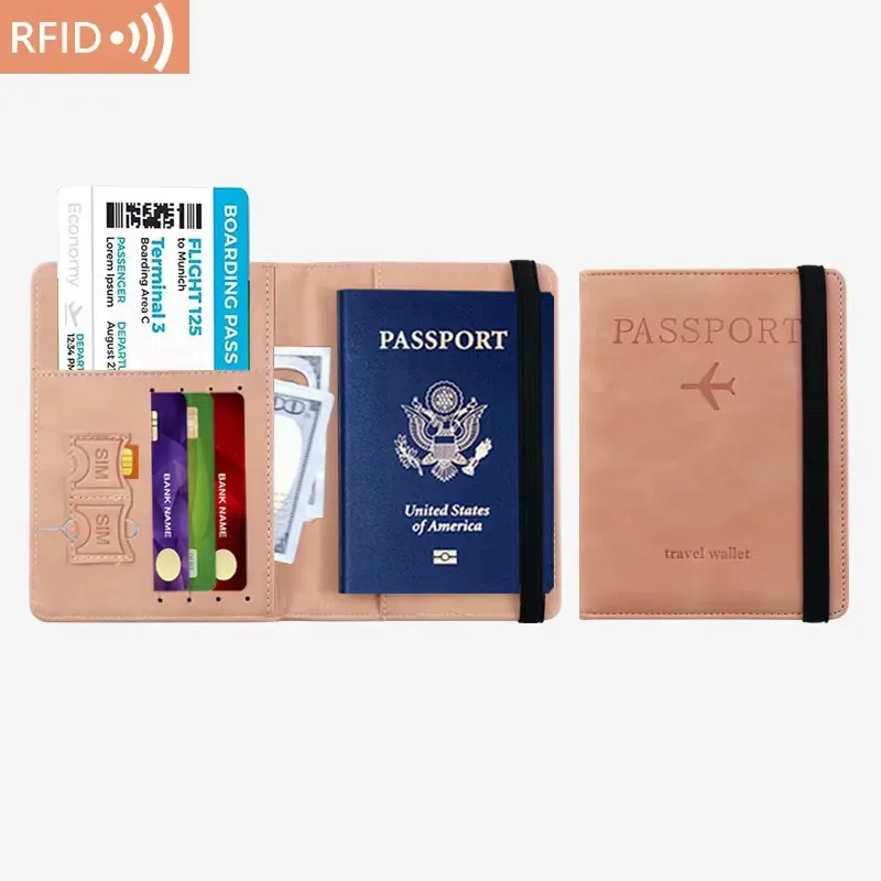 porte-passeport unisexe en cuir pu – portefeuille de voyage bloquant rfid pour cartes de crédit/carte d'identité et billets (hommes et femmes)
