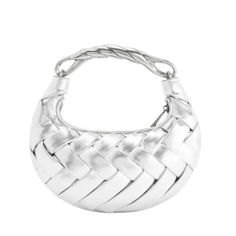 sac bandoulière tissé de luxe en forme de dumpling, sac à main artisanal, petit sac à bandoulière décontracté de créateur pour femme