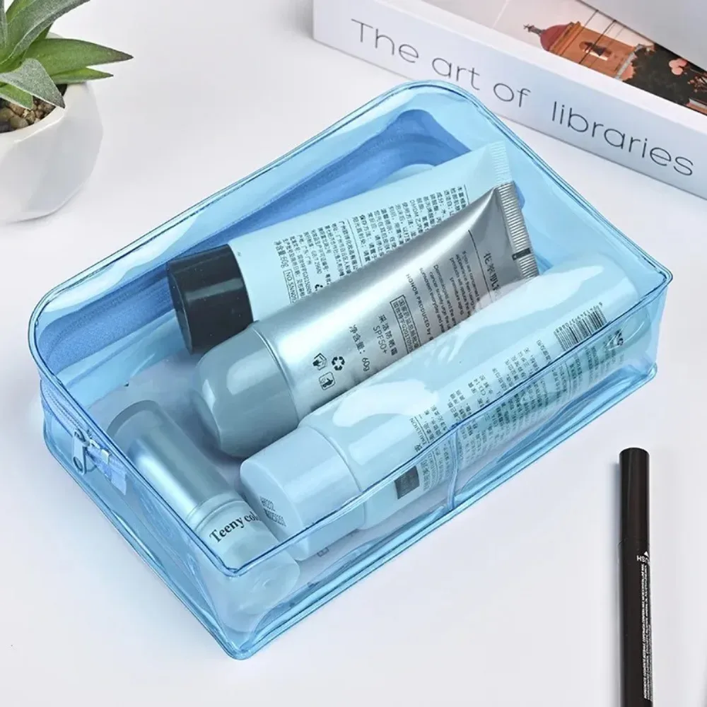 sac à cosmétiques transparent coloré, trousse de maquillage pour femmes, sac de lavage en gelée de pvc, grande capacité, organisateur de cosmétiques de voyage, pochette de maquillage