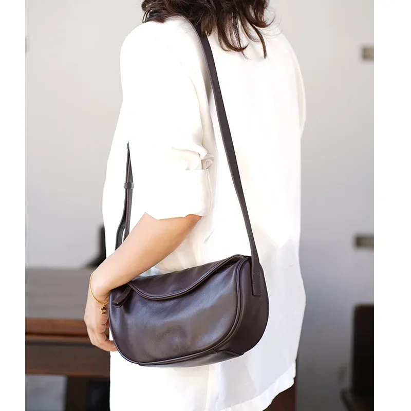 sac à main de luxe à bandoulière en cuir véritable de haute qualité pour femmes, sac à bandoulière de grande capacité, sac de selle rétro en cuir de vache à la mode