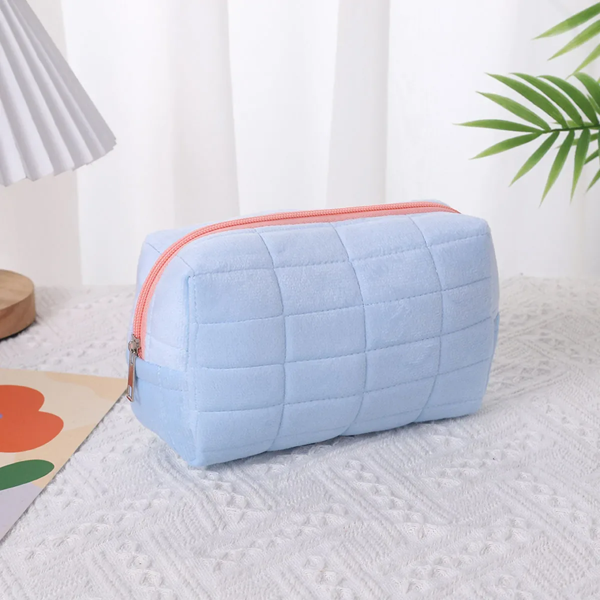 sac à cosmétiques en daim, grand sac de rangement, voyage, voyage d'affaires, sac de rangement de pochette de maquillage portable de grande valeur