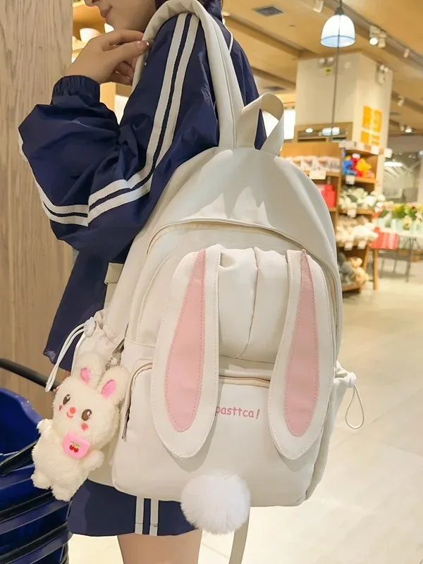 sac à dos pour filles, version coréenne, harajuku, pour lycéennes, style japonais, mignon, avec oreilles de lapin, sac à dos polyvalent pour le campus
