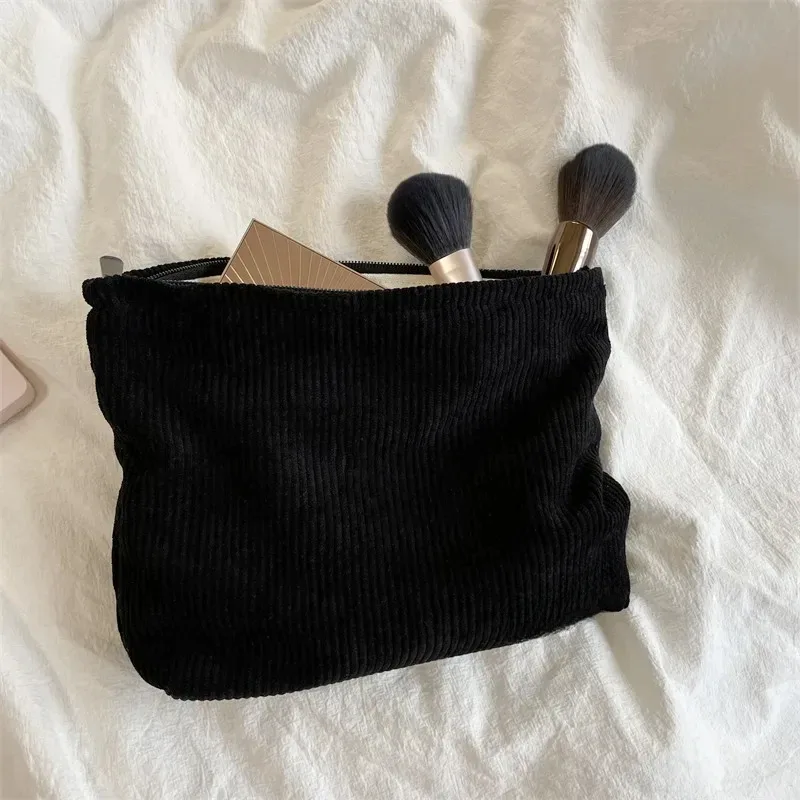 sac à cosmétiques de voyage en velours côtelé, sac de rangement de maquillage portable, sacs à main pour femmes, grande capacité, fermeture éclair, organisateur de maquillage, pochette de rangement