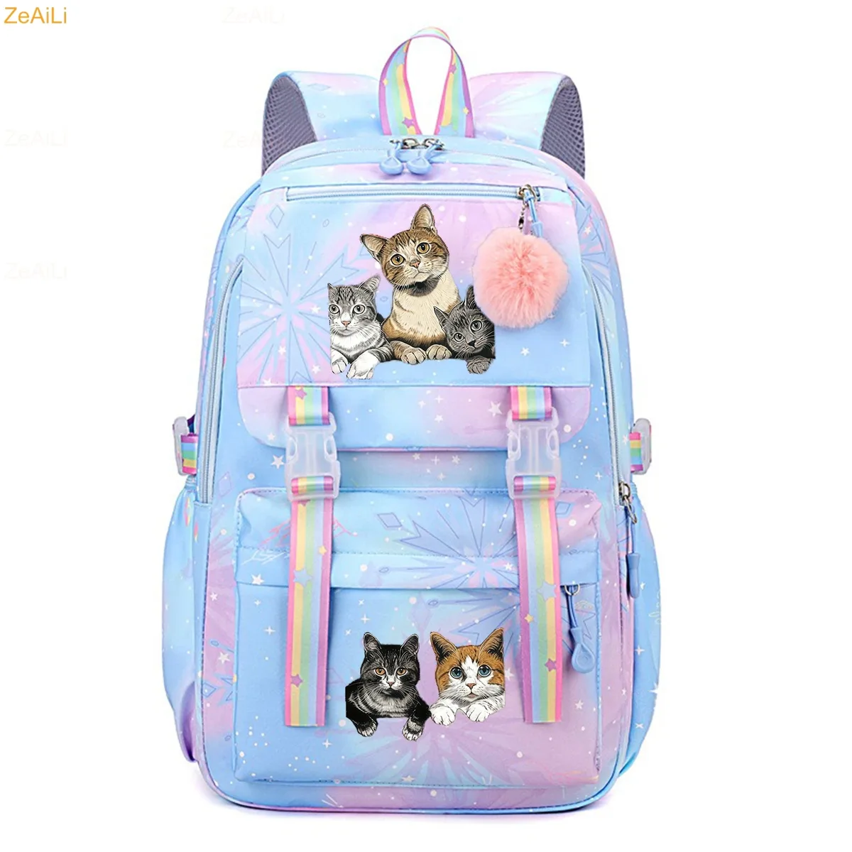 sac à dos scolaire pour enfants, adolescents, filles et garçons, motif chat mignon, fleur, papillon, sac à dos pour femmes, sac à livres