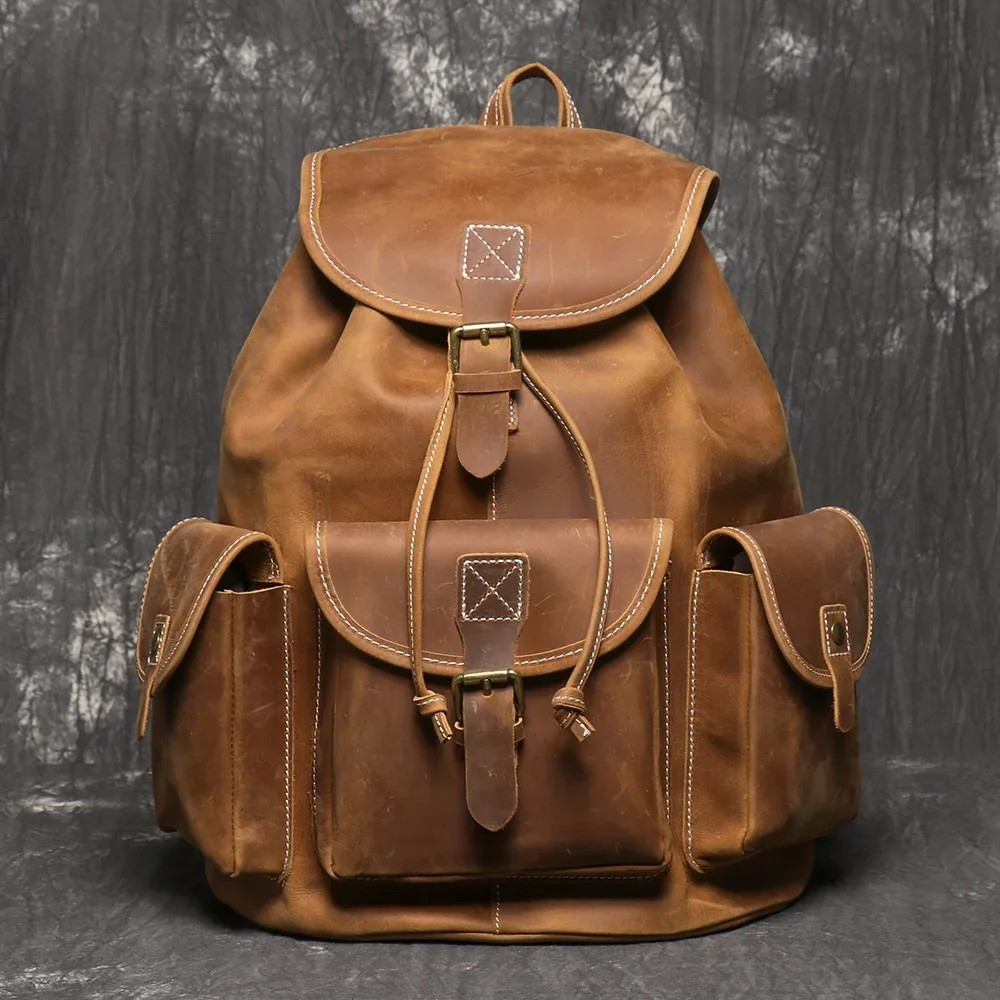 luokir-sac à dos de voyage personnalisé en cuir de vache couché, cartable d'ordinateur de grande capacité, nouvelle collection