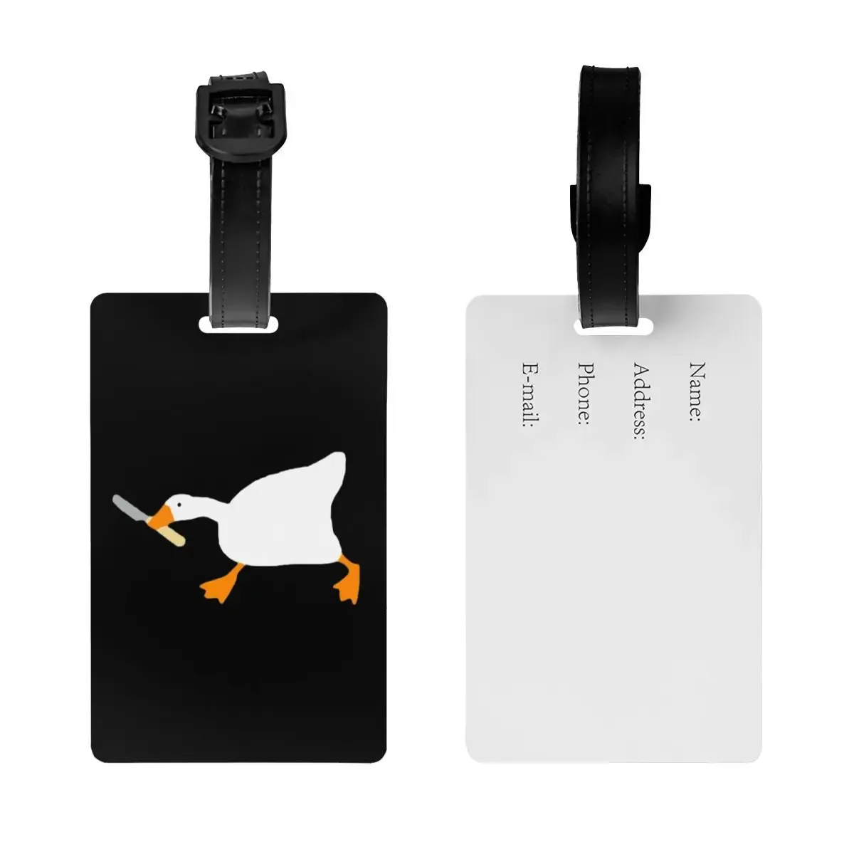 étiquette de bagage « goose with knife – la paix n'a jamais été une option » – porte-étiquette de voyage pour valise, bagage, embarquement, avec espace pour nom, adresse et identifiant