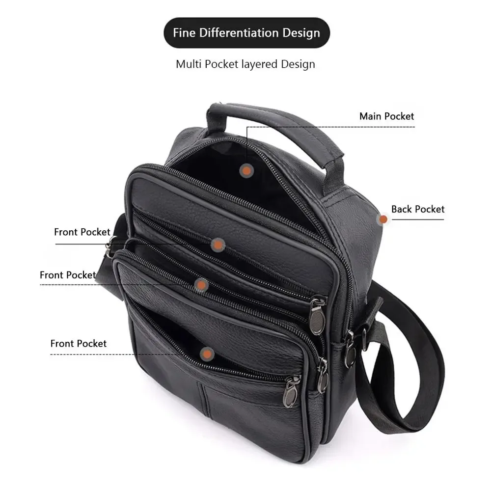 sac à main en cuir naturel pour homme, petite taille, compartiment pour tablette, sac à bandoulière en cuir véritable, style messager